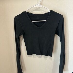 Brandy Melville Black Ribbed Long Sleeve Top